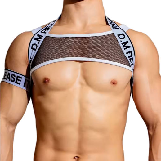 Dog & Master Harness And Cuff Set White