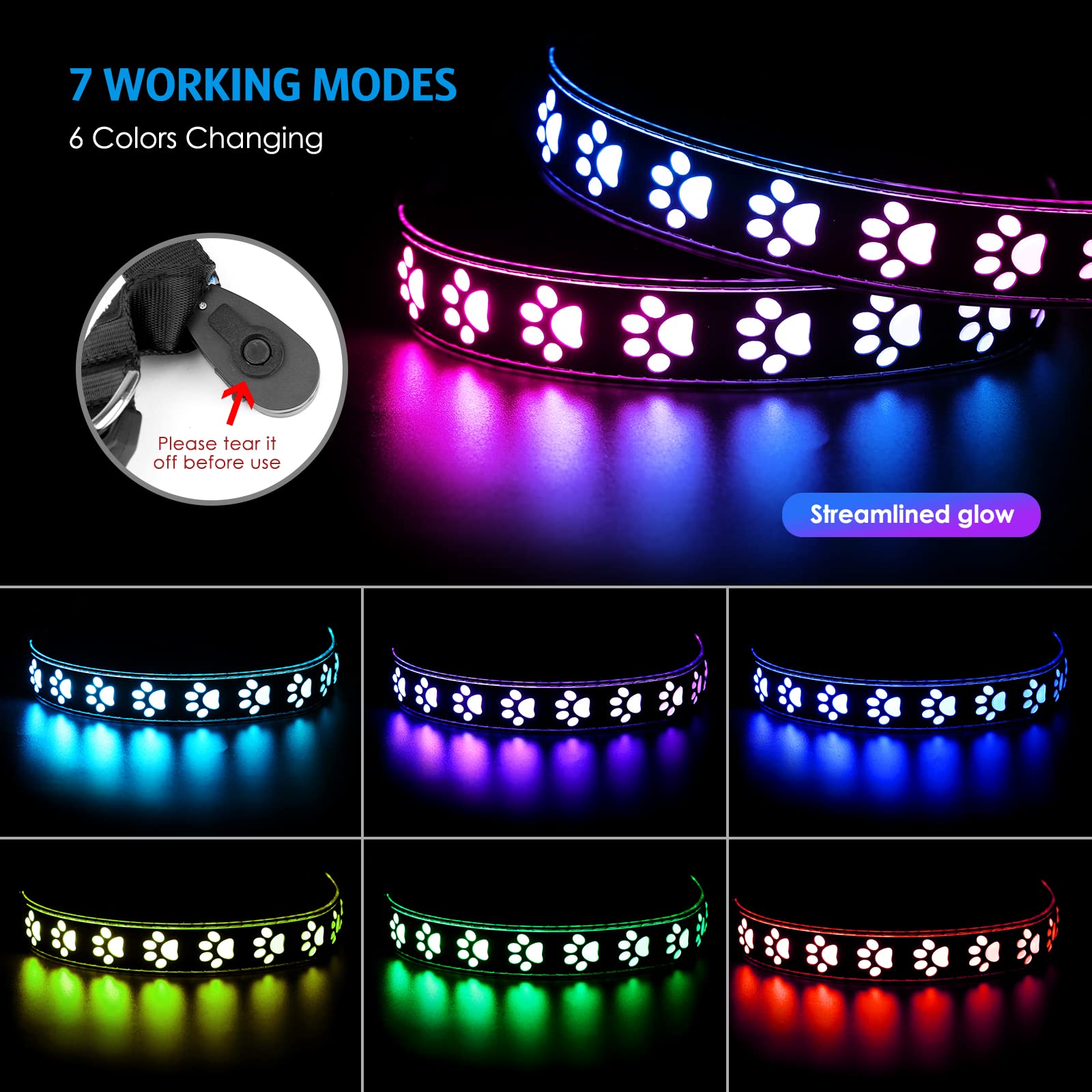 Paw Print Glow Collar